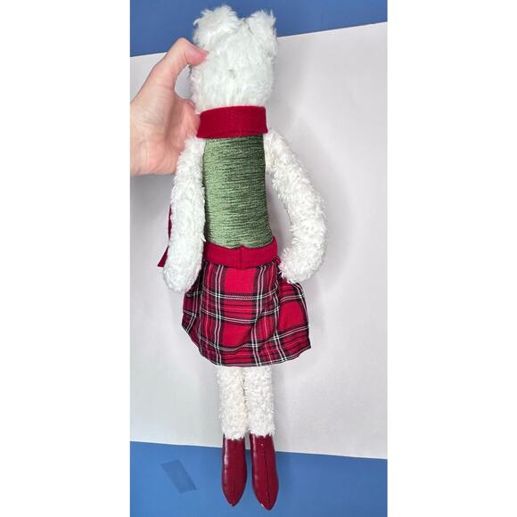 Woof & Poof Christmas Dog Airedale Terrier Plush Plaid Skirt Red Boots 28" - Picture 8 of 10